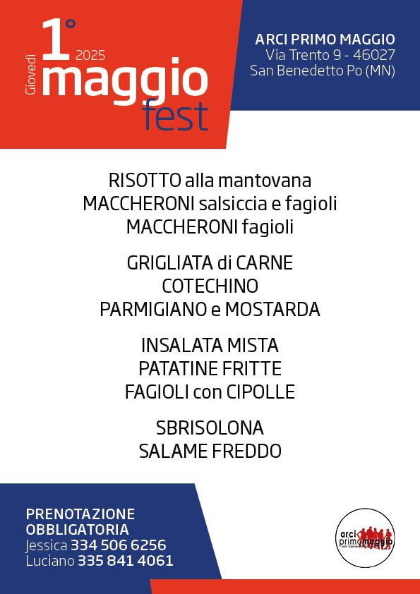 Menu 1 Maggio 2025