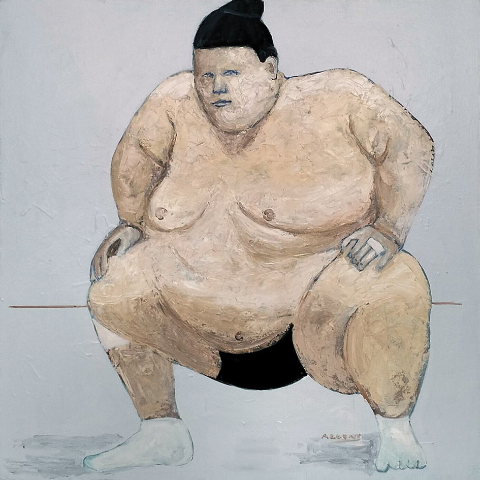 AZZONI Lottatore di sumo 2025 olio su tela 90x90