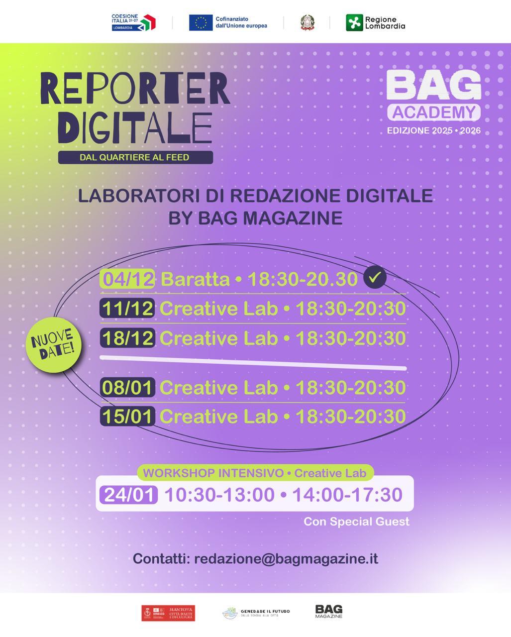 Bag acdemy orari nuovi